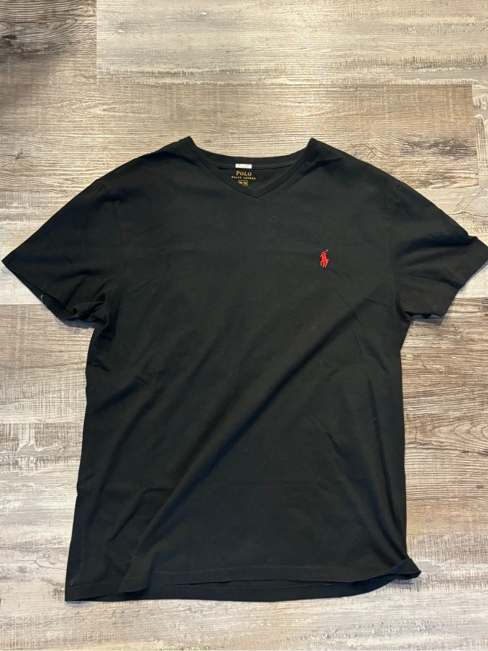 Polo by Ralph Lauren Black V-Neck Tee with Red Pony Logo